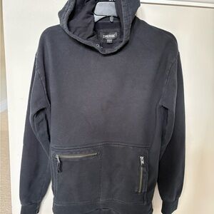 Zanerobe Black Hooded Sweatshirt with Zipper Pockets